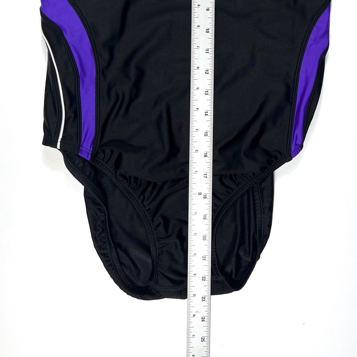 NWT Speedo Race II Powerflex Size 40/14 One Piece Swimsuit Black Purple Traning