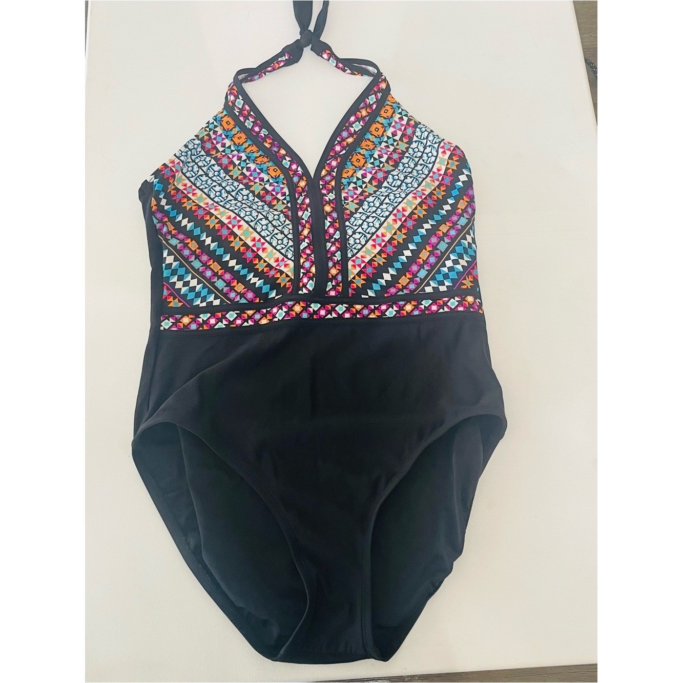 Aqua Green Halter One Piece Swimsuit Size L