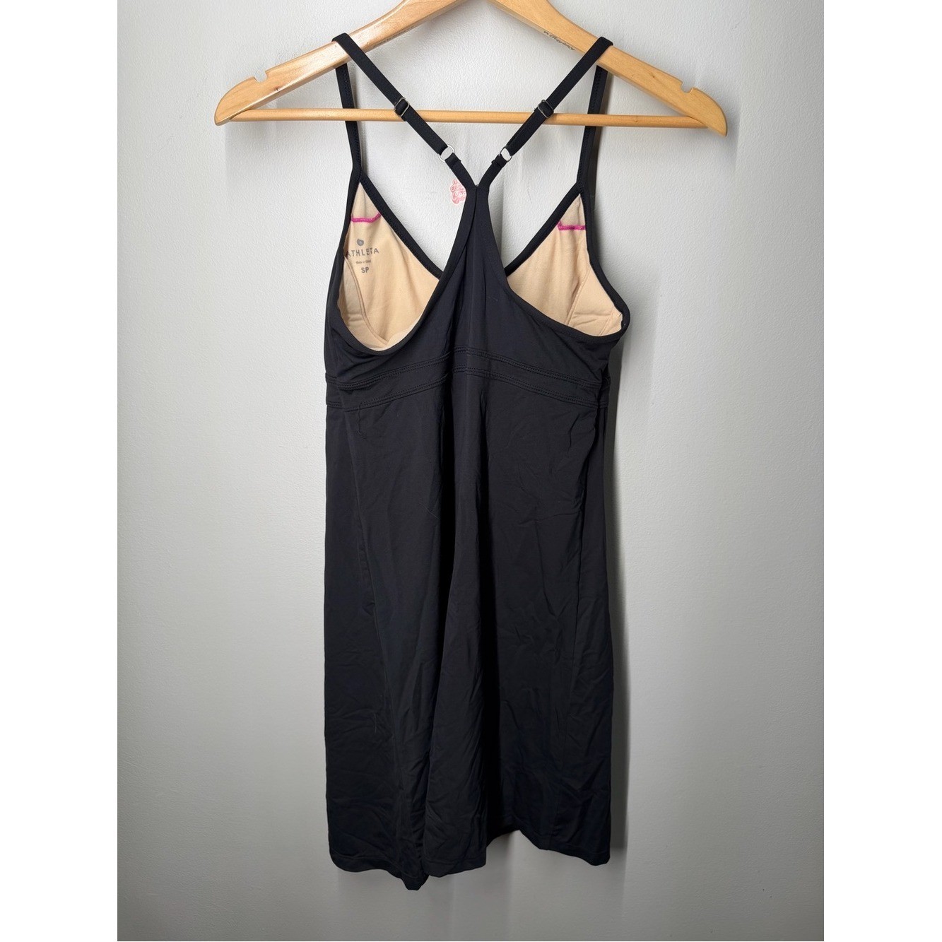 Athleta Shorebreak Swim Dress Racerback Built In Bra One Piece Black Athletic