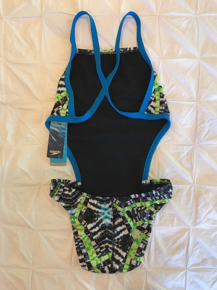 New Women’s Speedo Clash Time Turnz Vee Speedo Endurance Lite Black White 28 $69
