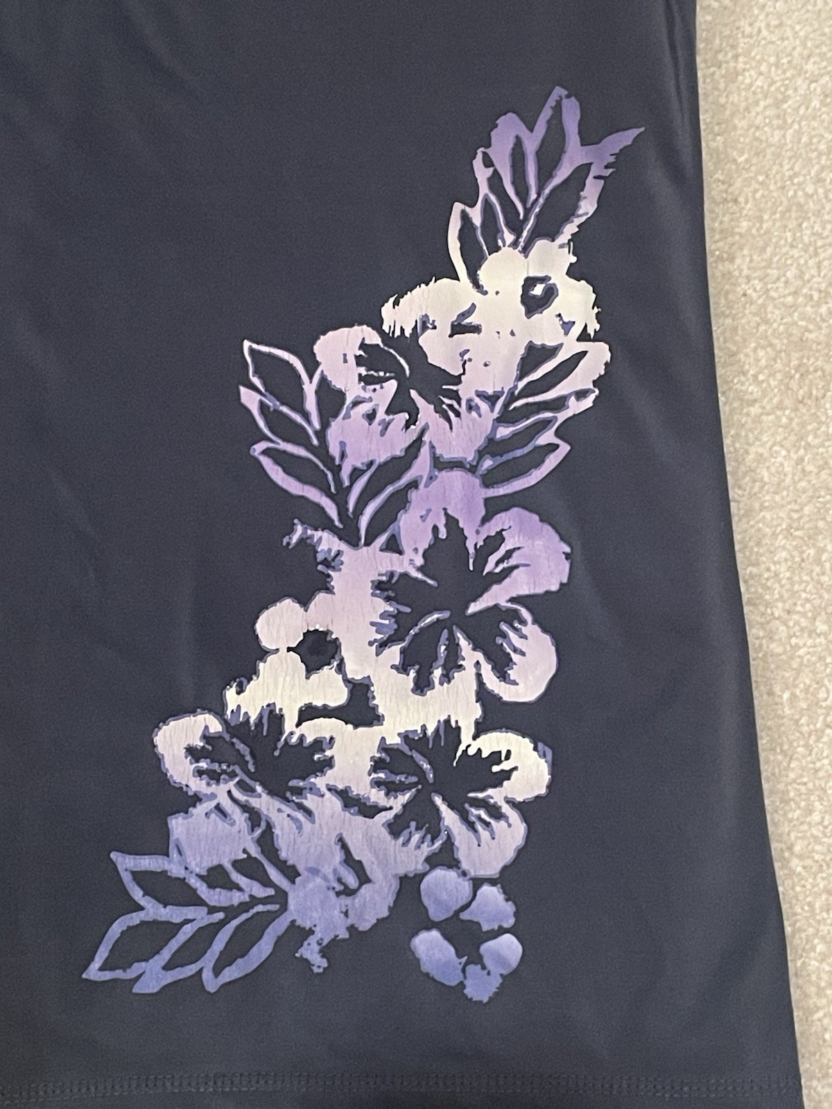 Kanu Surf Women’s Navy Rash Guard With Floral Design Size M
