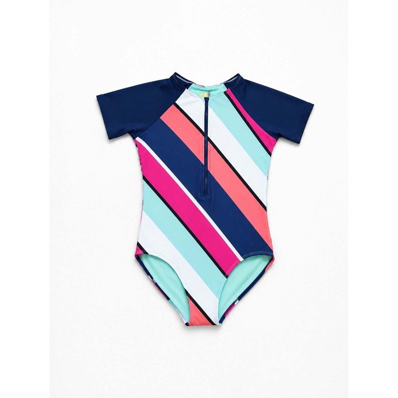 NWT Avia XL Zip Front Colorblock One Piece Rash Guard Swimsuit UPF