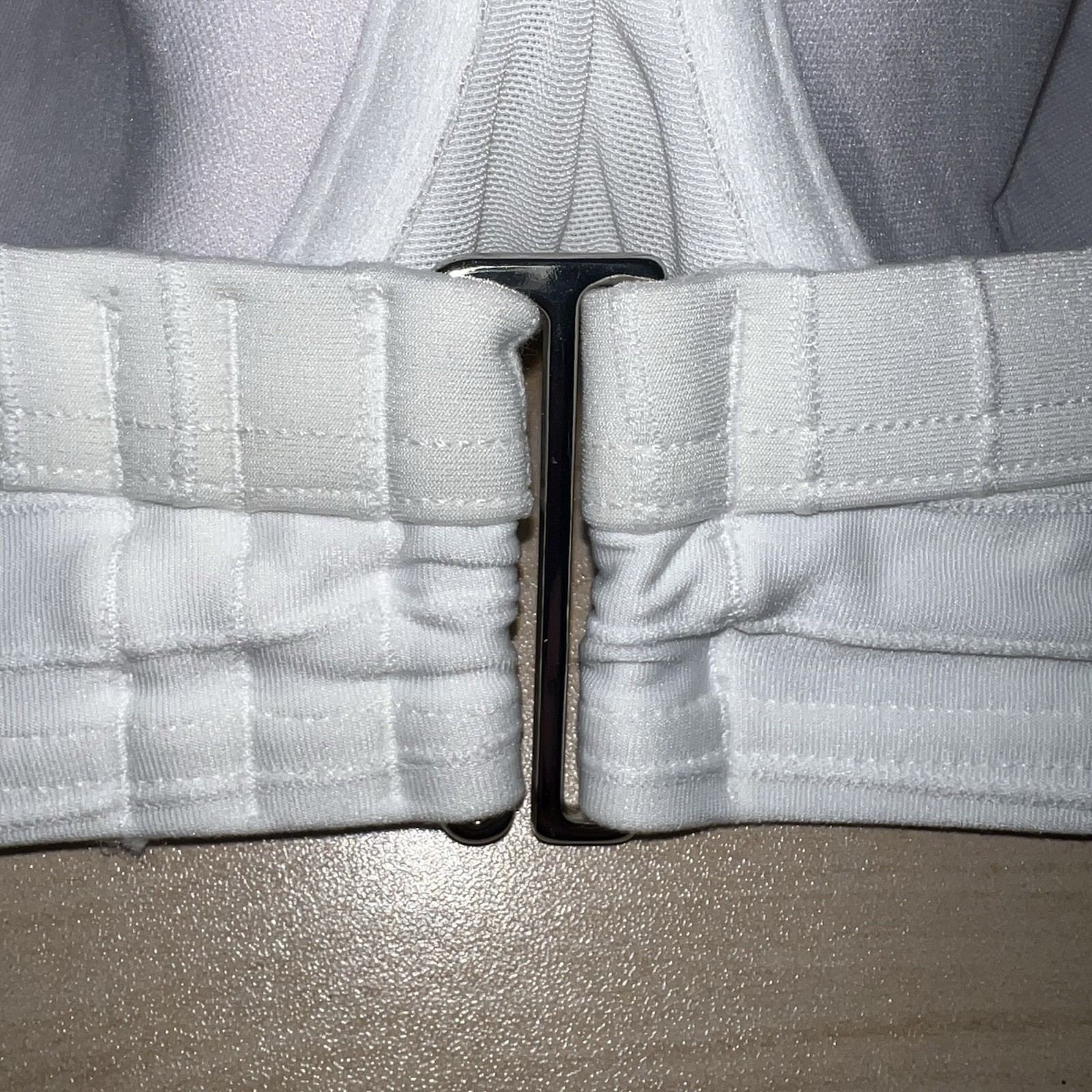 Lands’ End 16W Bikini Swim Top White Underwire Bra Lined Ruched Plus Size