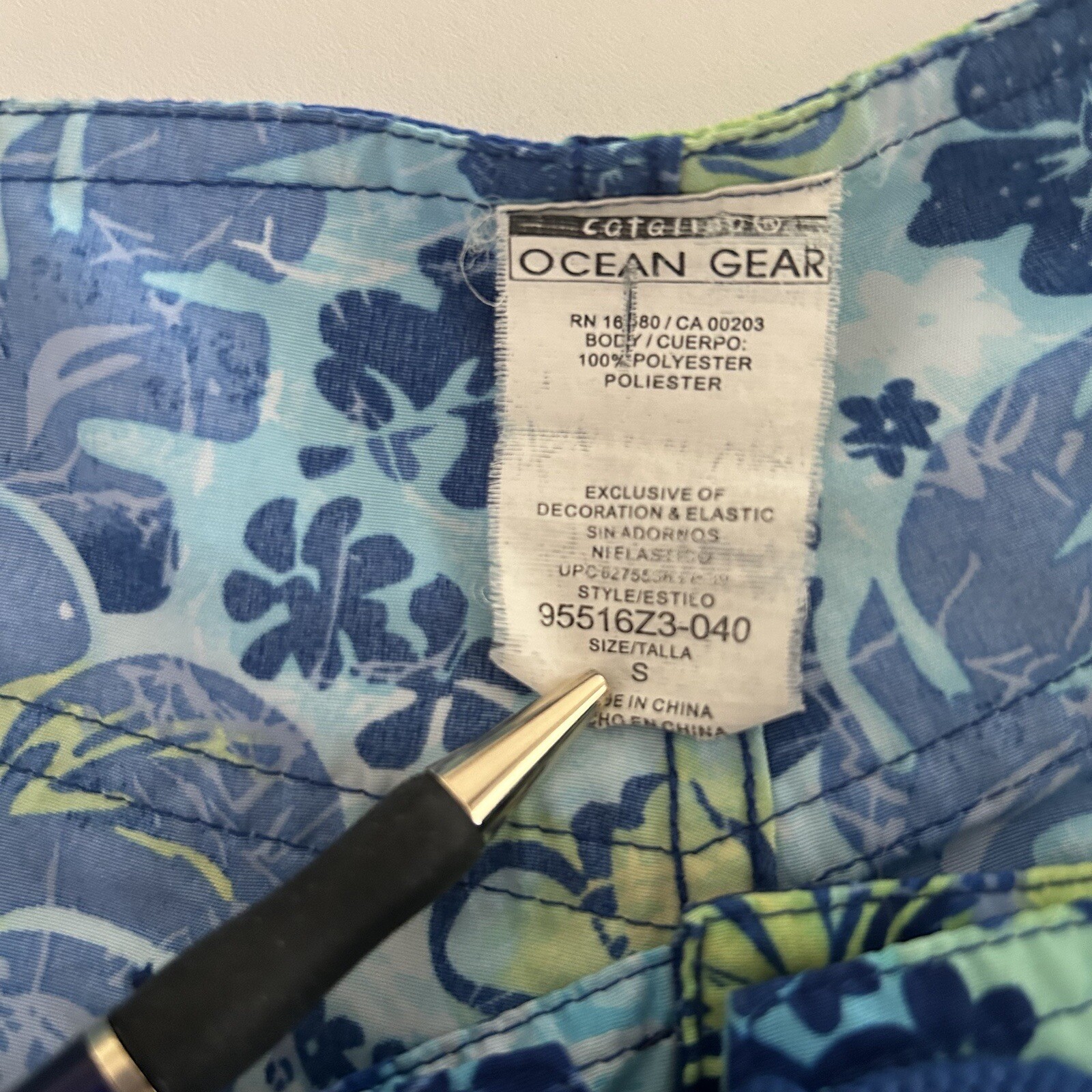 Catalina Ocean Gear S Swimming Board Shorts Floral Pocket Drawstring Nautical Mu