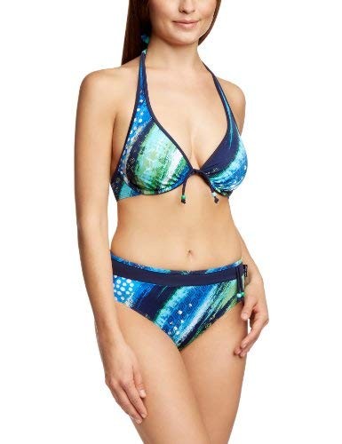 ELEMAR Women’s Bikini Set, opaque and soft lining, Blue / Green, 36 C-Cup