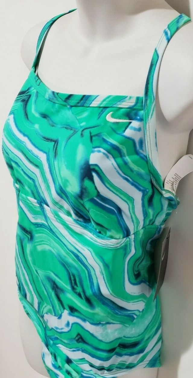 Nike Women’s One Piece Competition Swimsuit Racerback Green Blue $88