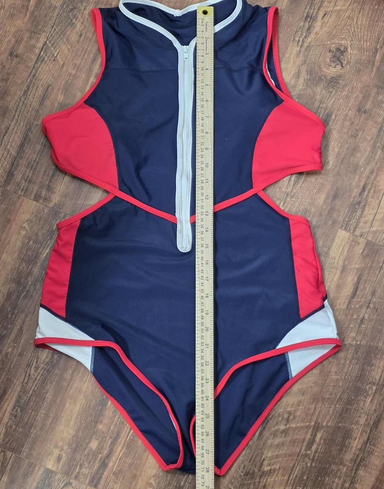 Duskii Inspired Women 2XL Bathing Swim Suit Navy Red Monokini One Piece Luxe