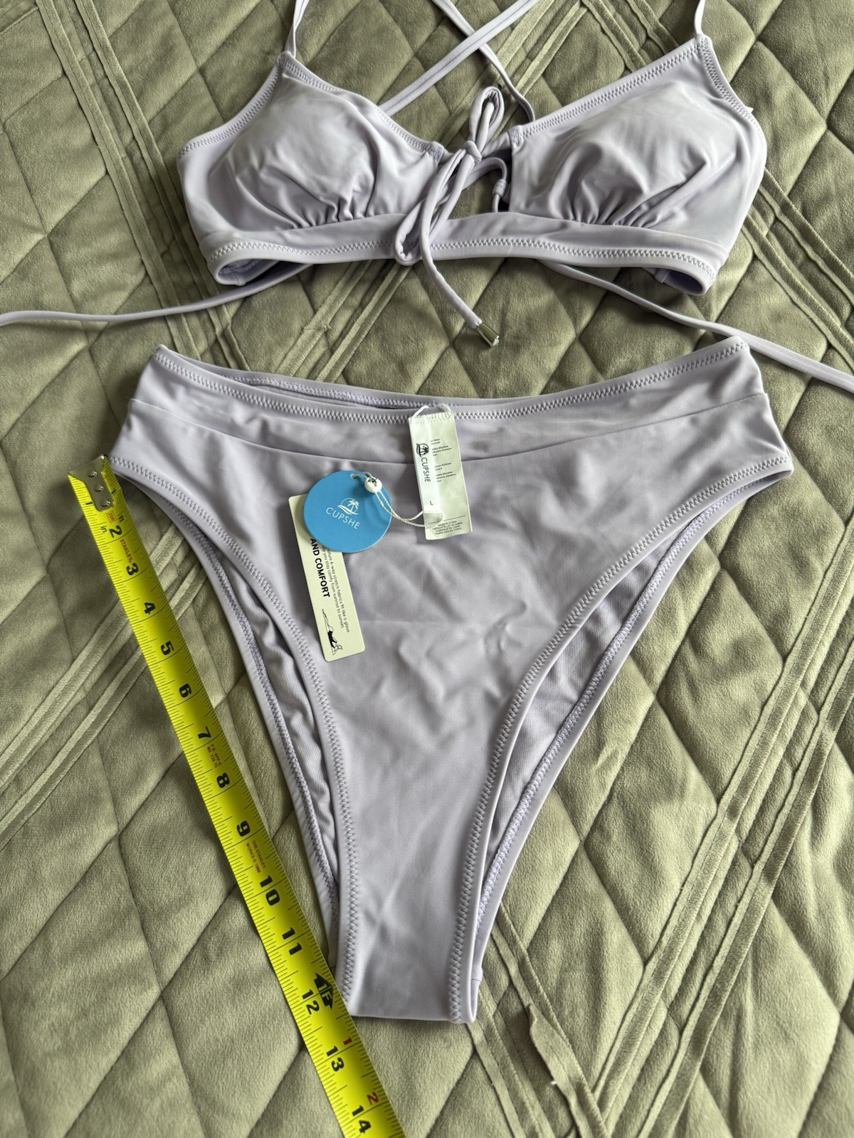 CUPSHE Women’s Lavender High Waisted Bikini 2Pcs Set Size Large