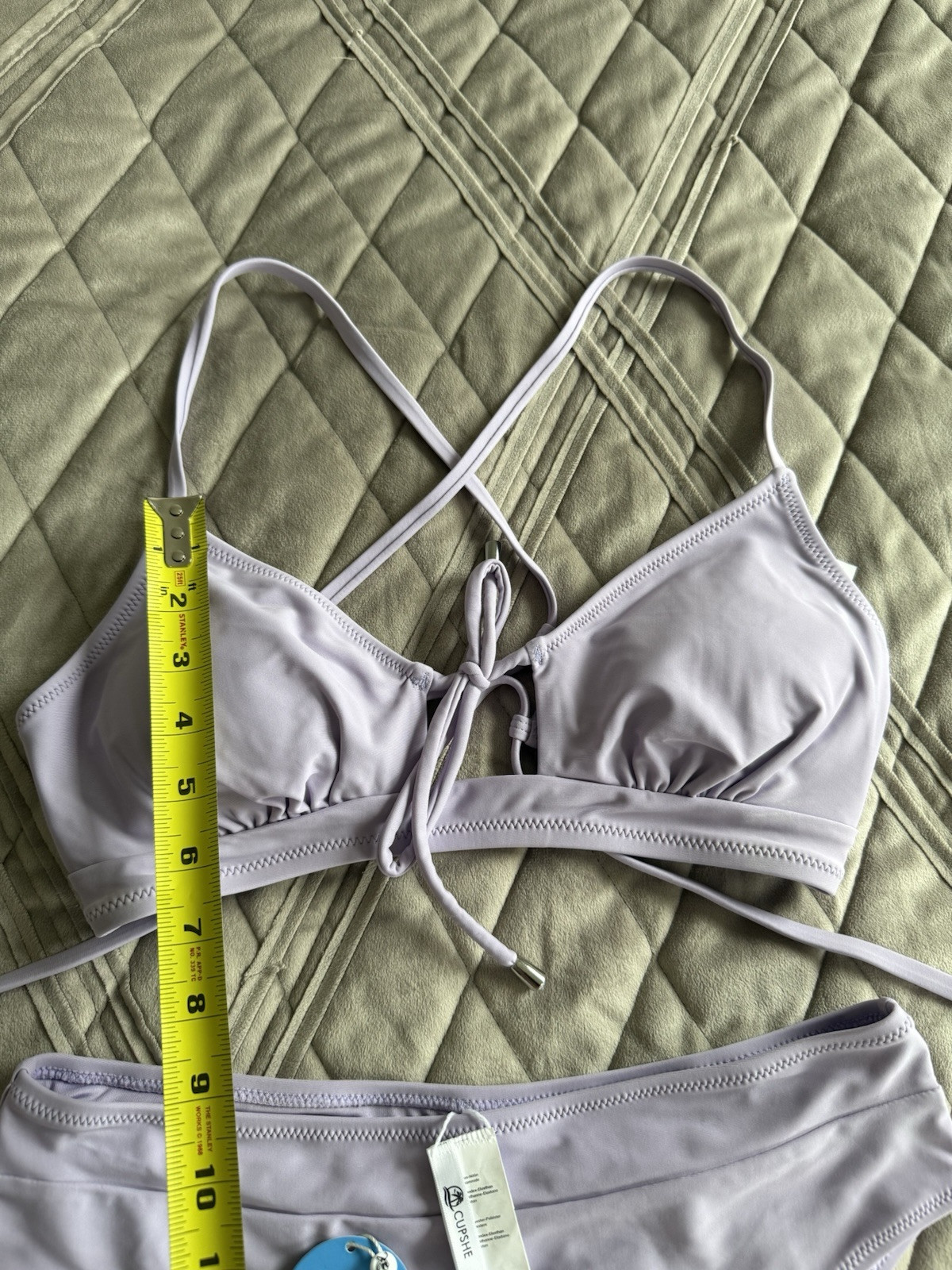 CUPSHE Women’s Lavender High Waisted Bikini 2Pcs Set Size Large