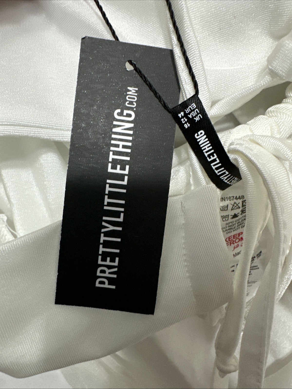 Women’s White PrettyLittleThing One Piece Plunge Front And Back Swimsuit Size 12