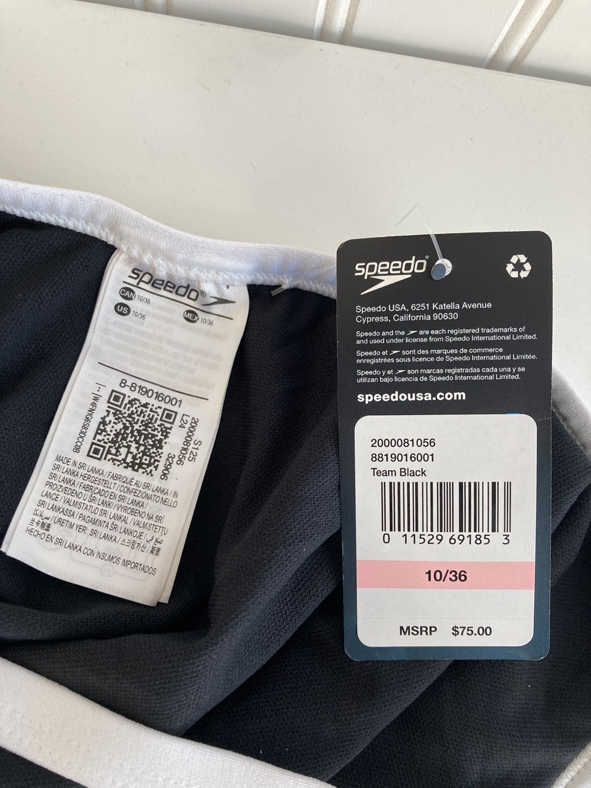 NWT Speedo Women’s Swimsuit One Piece Endurance+ Flyback Black White 10/36 12/38
