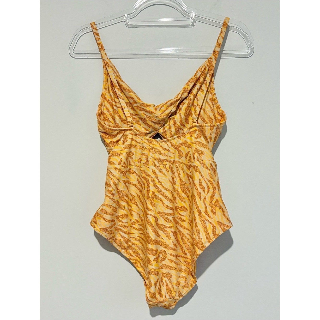 Aerie tiger cheetah print cutout one piece swimsuit orange size large