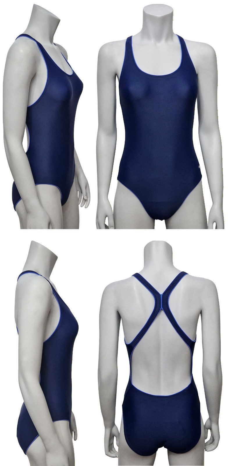 CHEX Miami Sports Fit Swimming Costume Navy Sky 38″ UK 12 Piping Swimsuit 2026