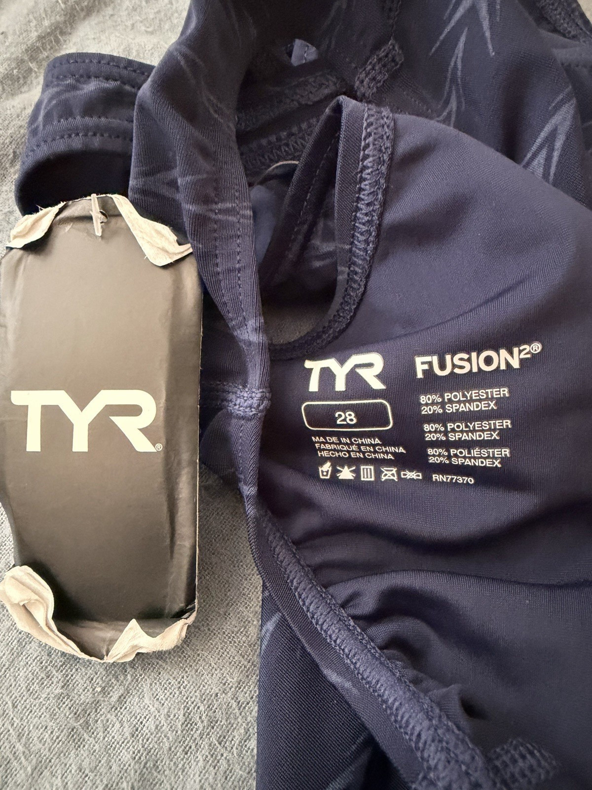 TYR Fusion 2 Competitive Kneeskin One-Piece Racing Swimsuit Dark Blue 28