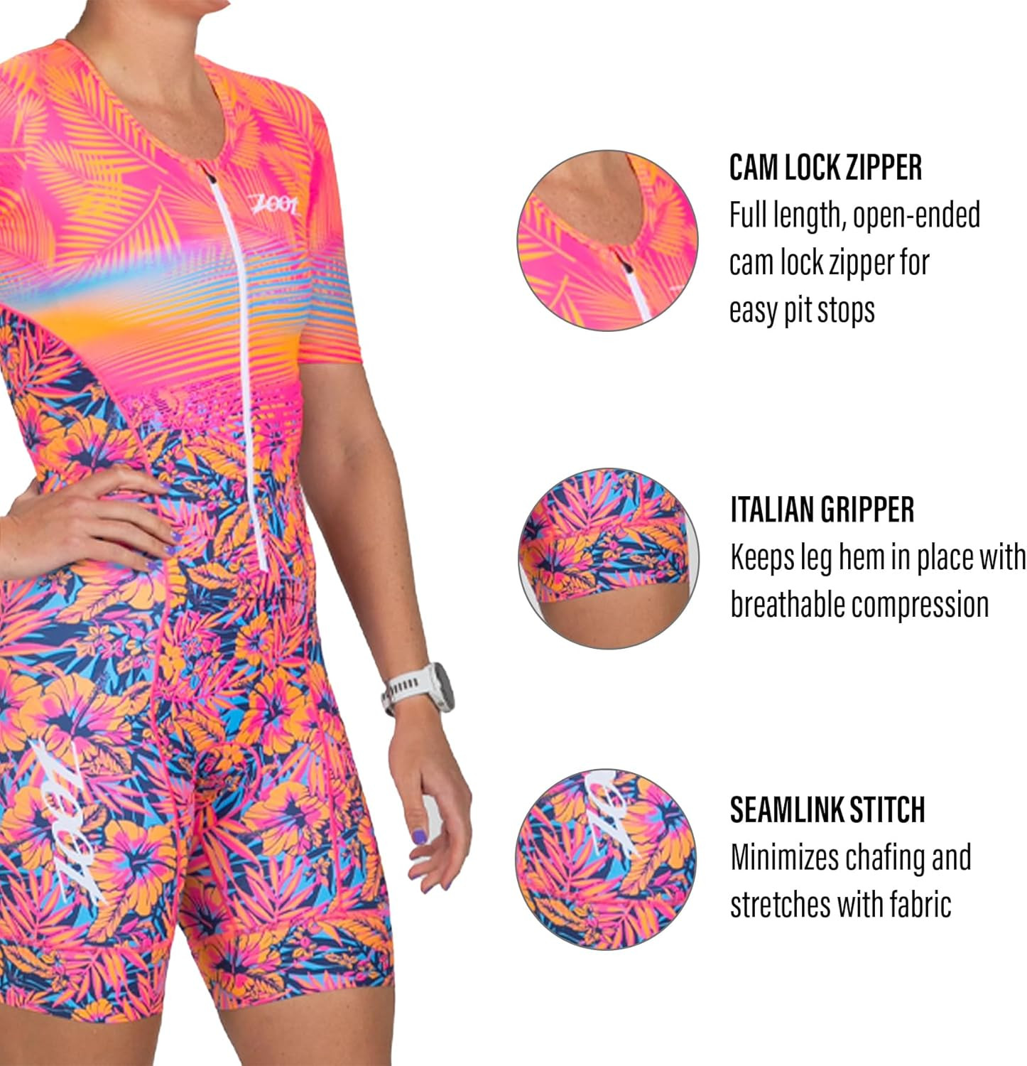 Women’S LTD Tri Aero Fz Racesuit, Short Sleeve Aerodynamic Cycle Race Swim Bike