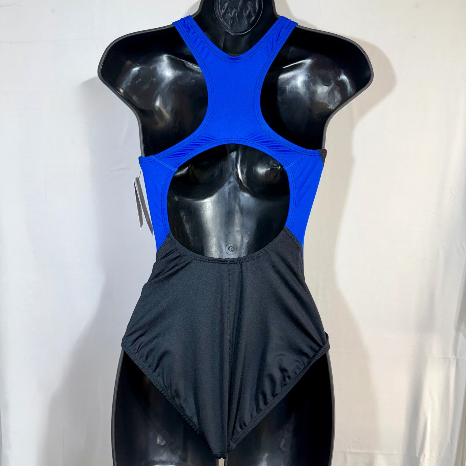 Dolfin Womens One Piece Swimsuit Black Blue Colorblock Racerback Size 34 NEW