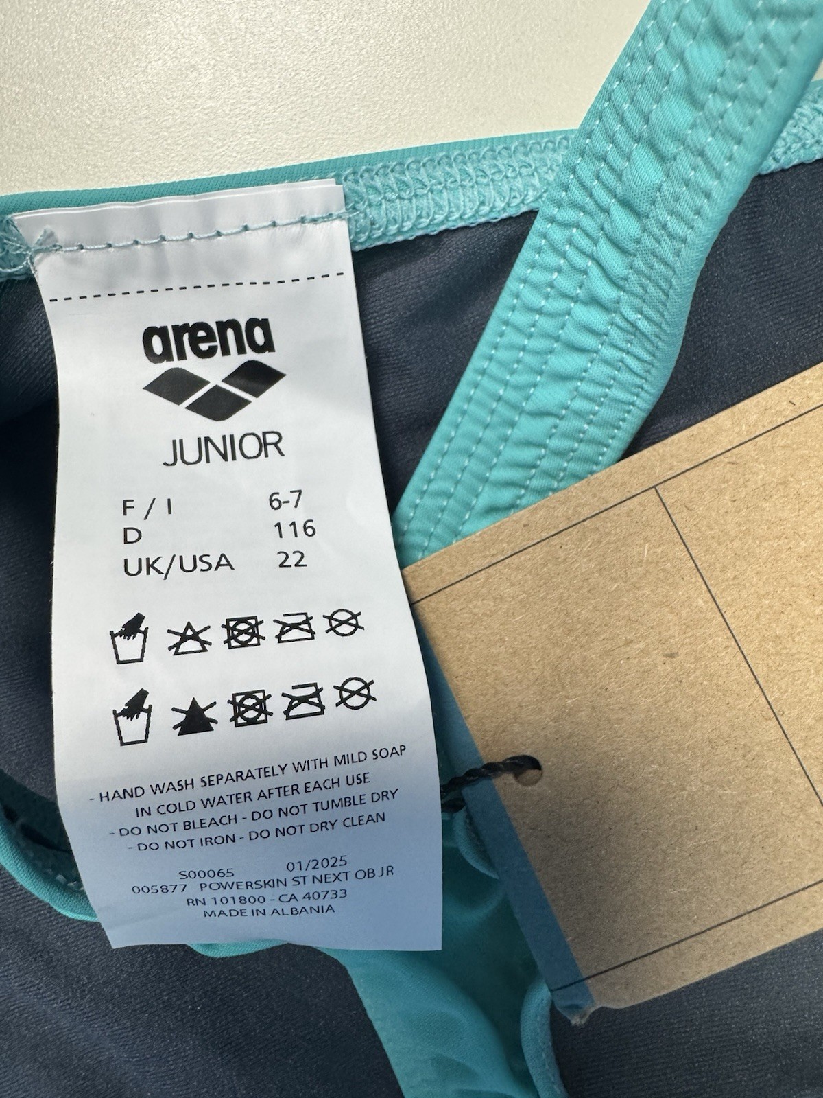 NWTArena Girls Junior Racing Suit Powerskin St Next Open Back Swim Aquamarine 22