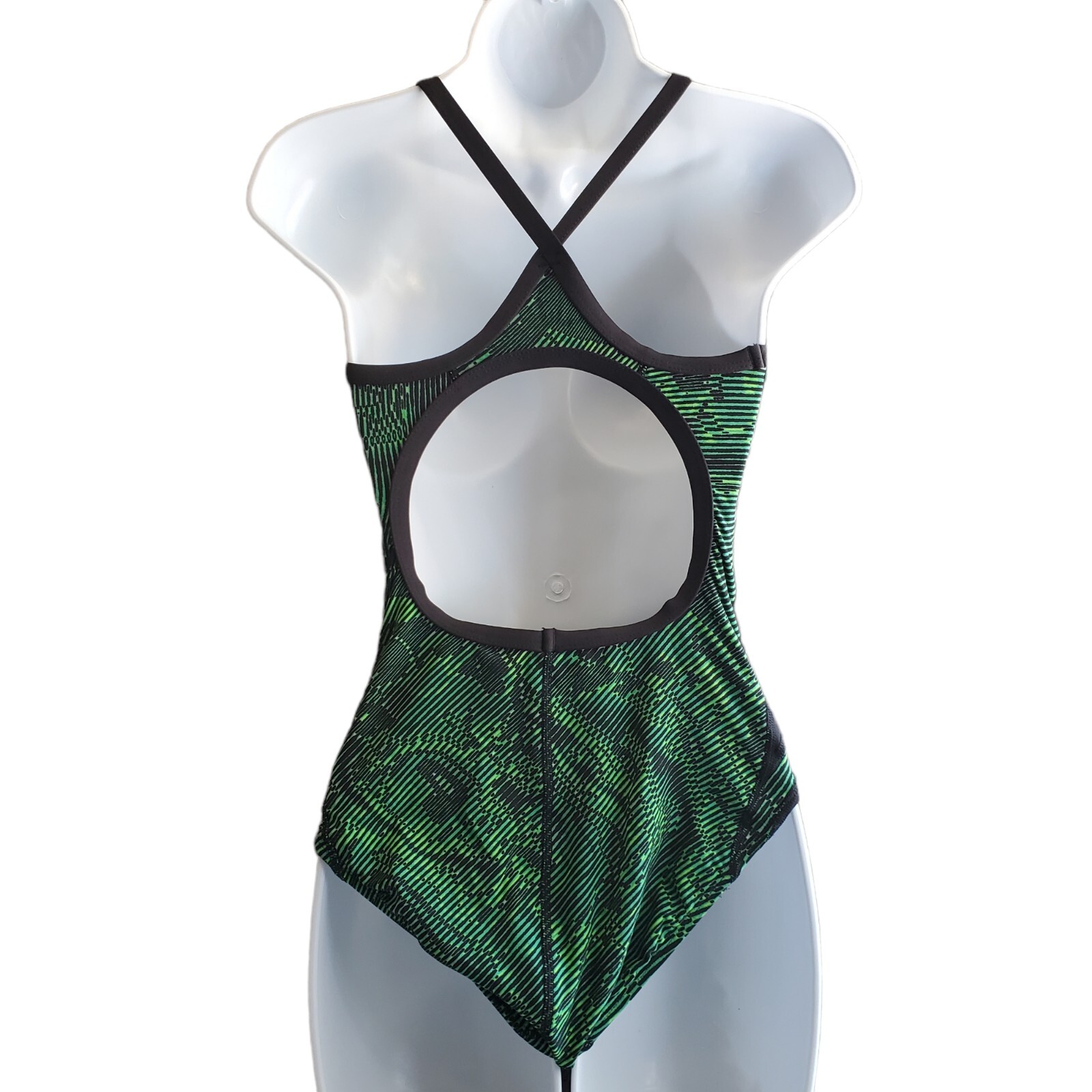 34 Swimsuit Made in USA Green Black One Piece New Without Tags Size 34