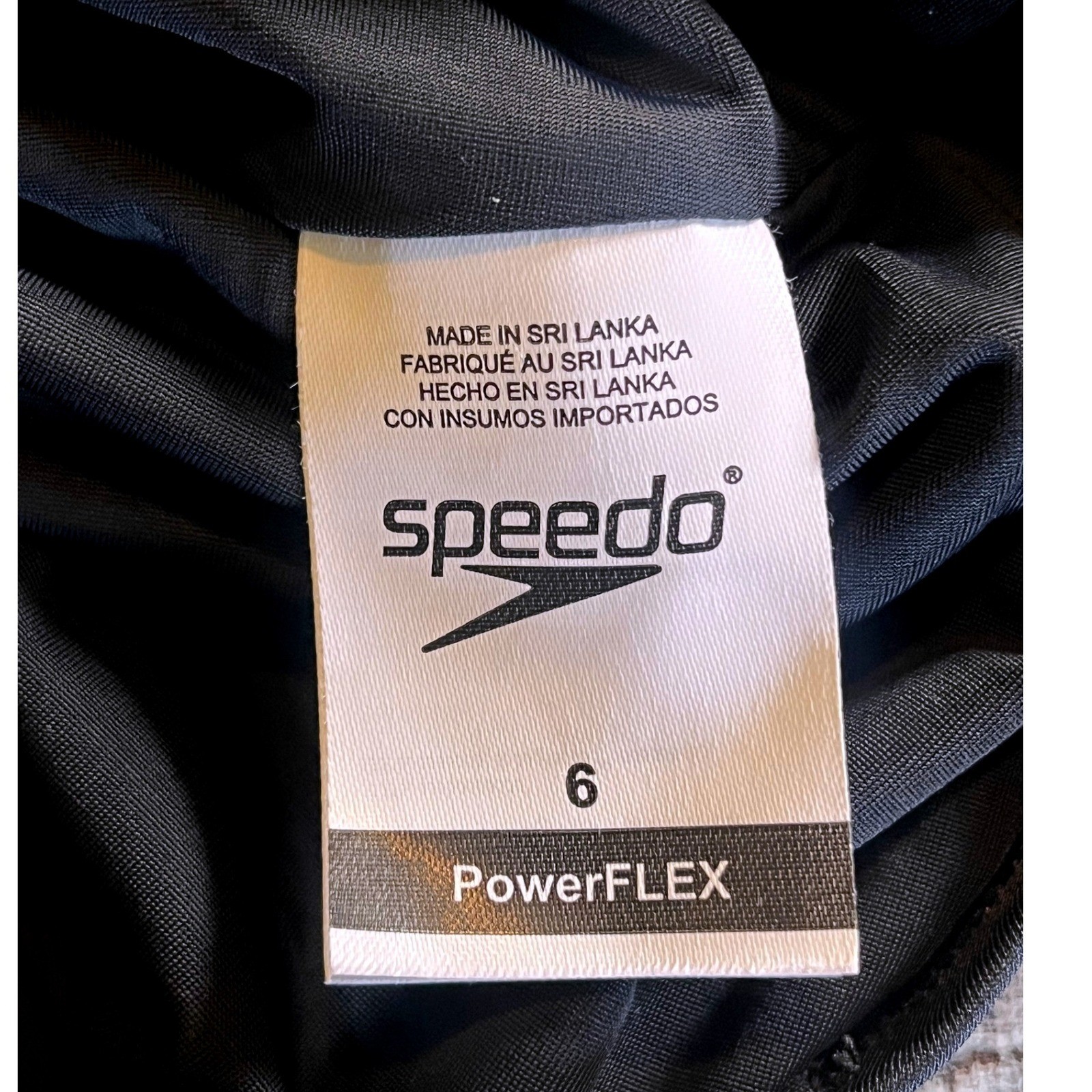 Speedo PowerFLEX Size 6 One Piece Swimsuit Racerback Black 8723601001