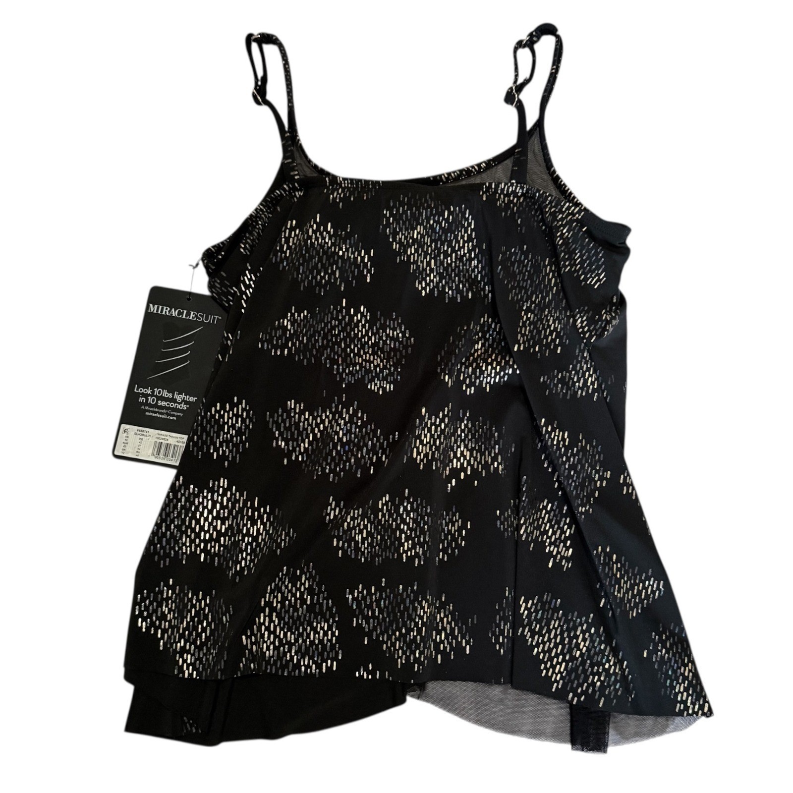 Miraclesuit Womens Size 10 Black Gold Mirage Tankini Top NWT