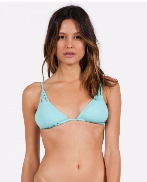 NWT WOMENS VOLCOM SMOKE SIGNALS TRIANGLE BIKINI TOP $40 S blue swimsuit