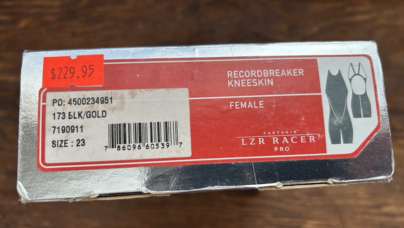 Speedo SIZE 23 – Lzr Racer Pro Recordbreaker Kneeskin Blk/Gold Trim – PRE-OWNED