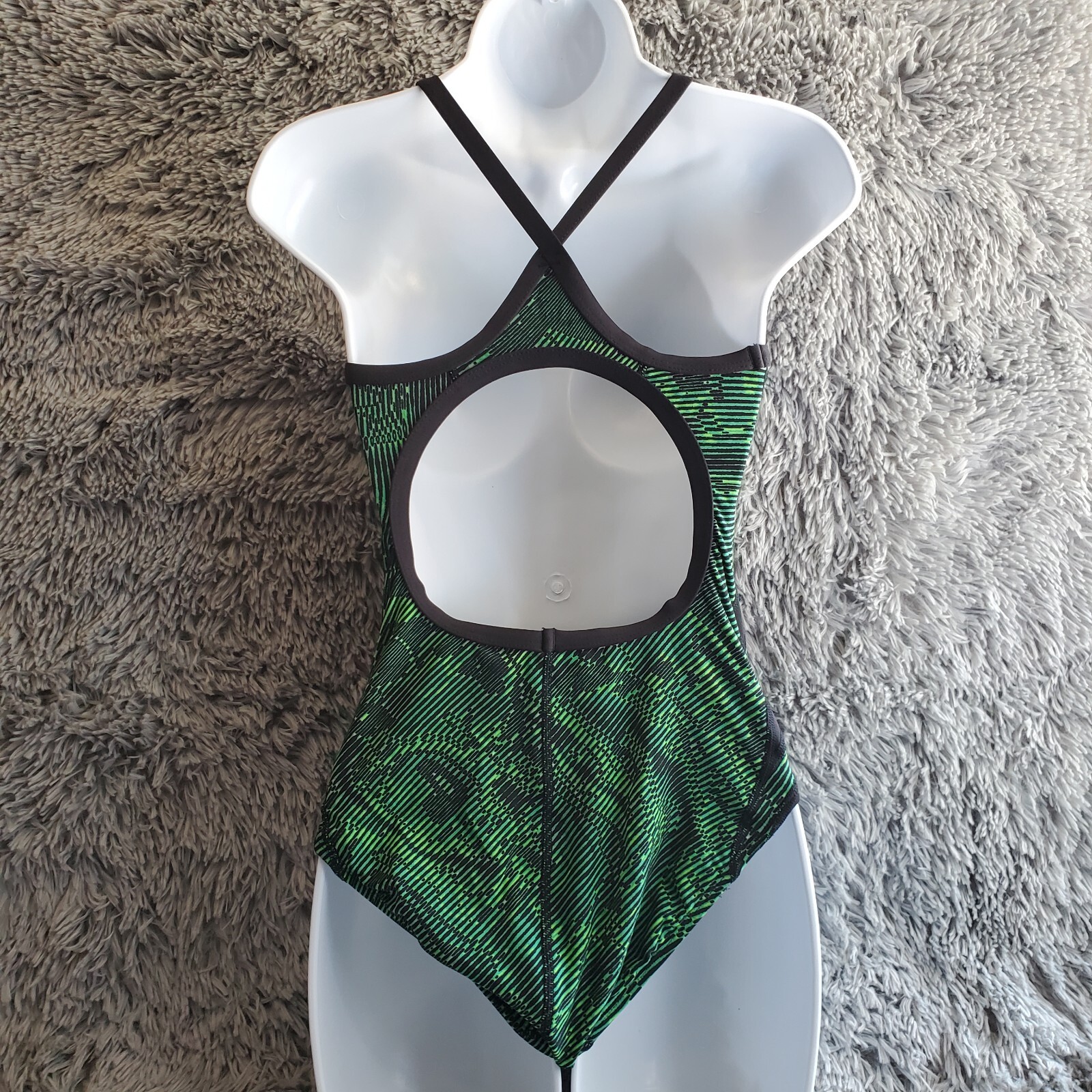 34 Swimsuit Made in USA Green Black One Piece New Without Tags Size 34