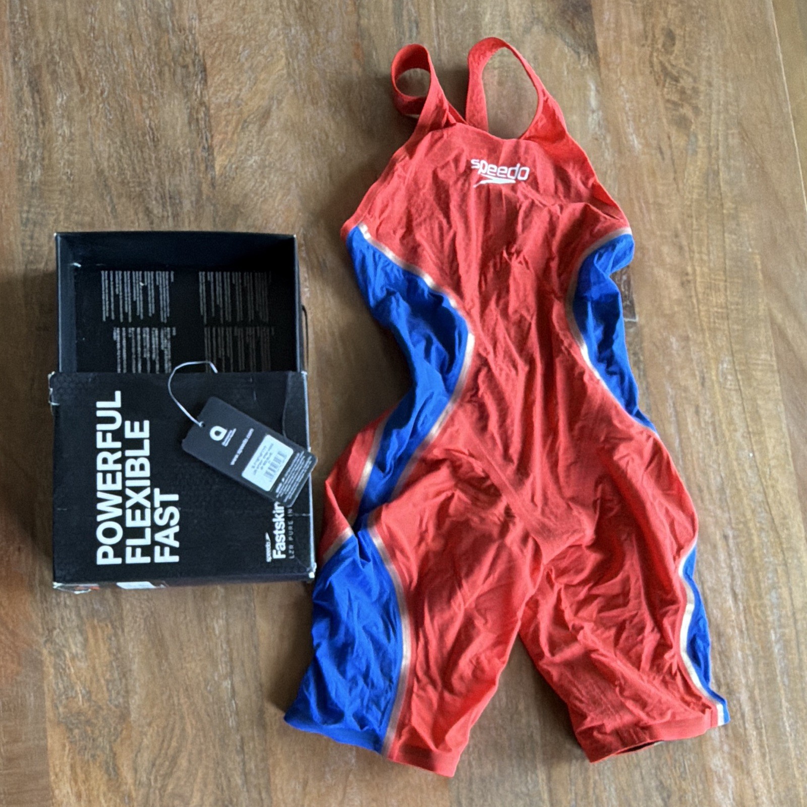 Speedo Fastskin LZR Pure Intent Openback Kneeskin One Piece Red/Blue Sz 23