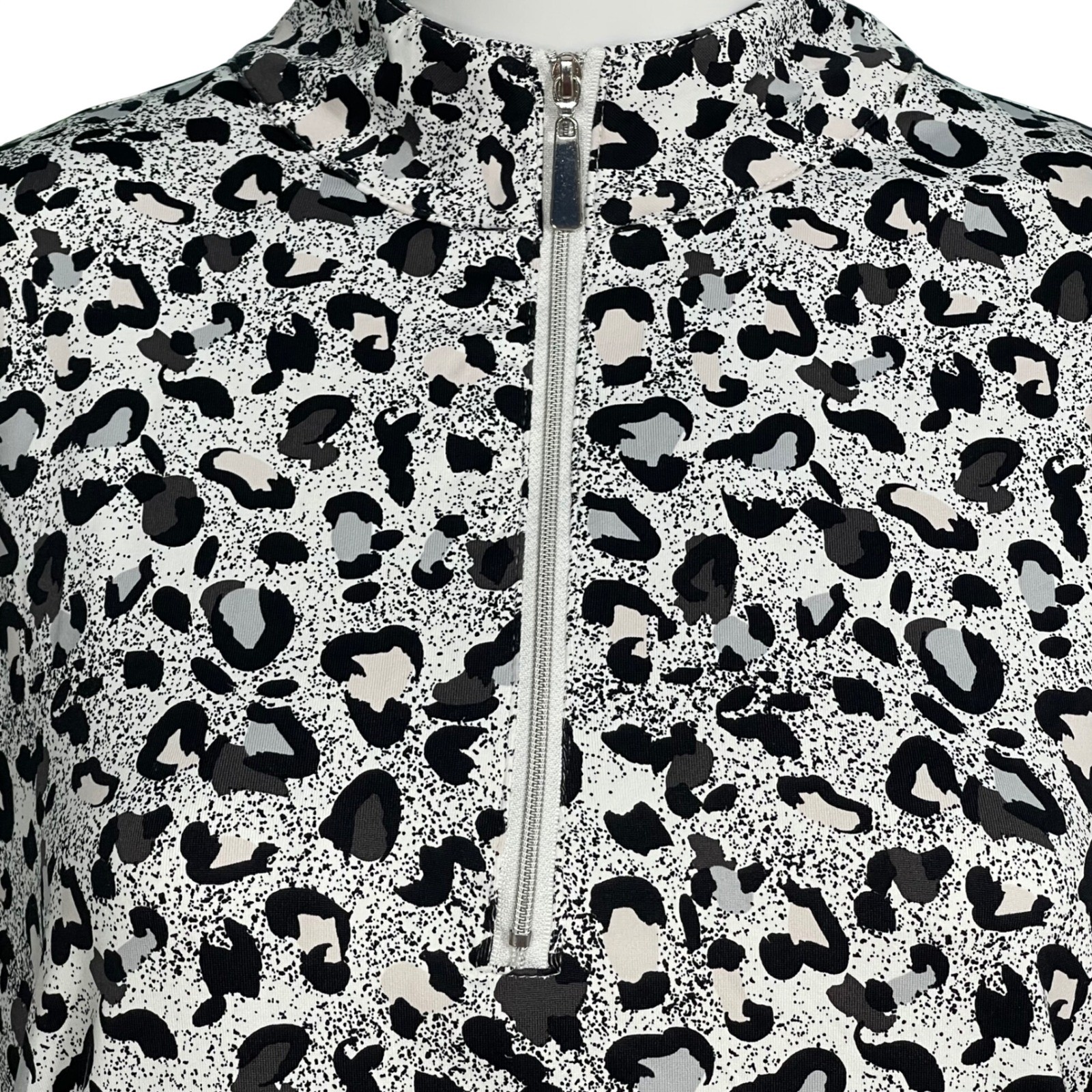 Anthony’s Resort Wear Leopard Print Quarter Zip Long Sleeve UPF 50 Women M