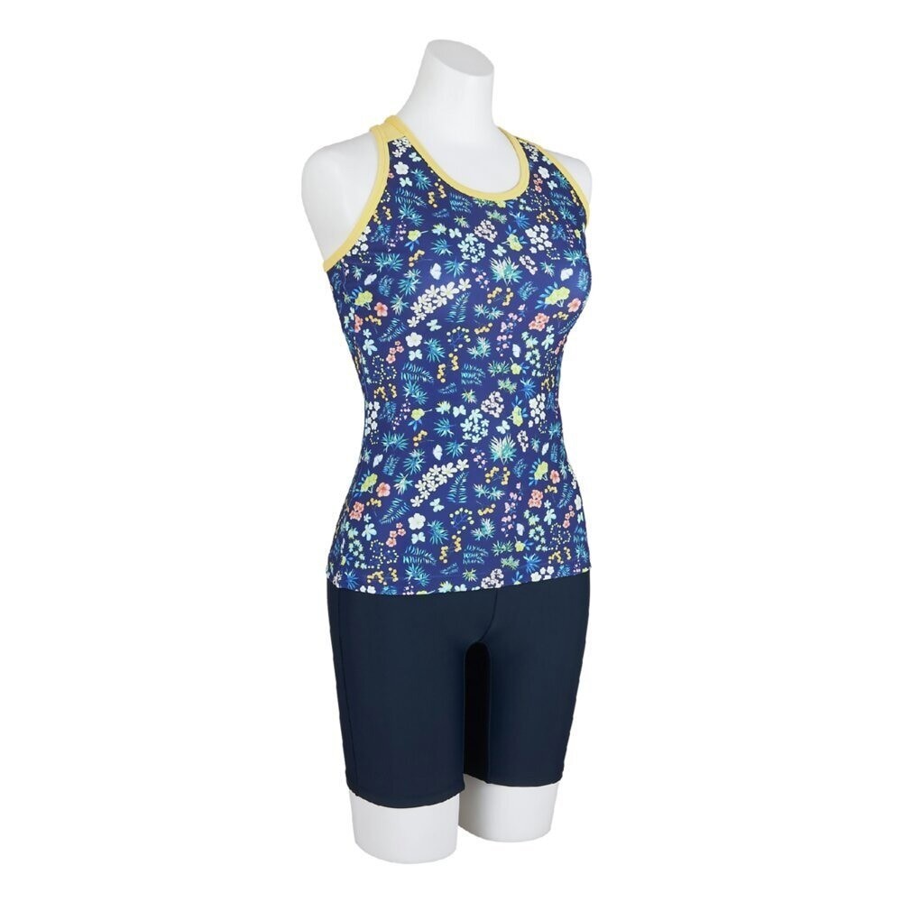 Mizuno Women’s Aqua Fitness Two-Piece Set (anti-roll buttons) Floral Pattern