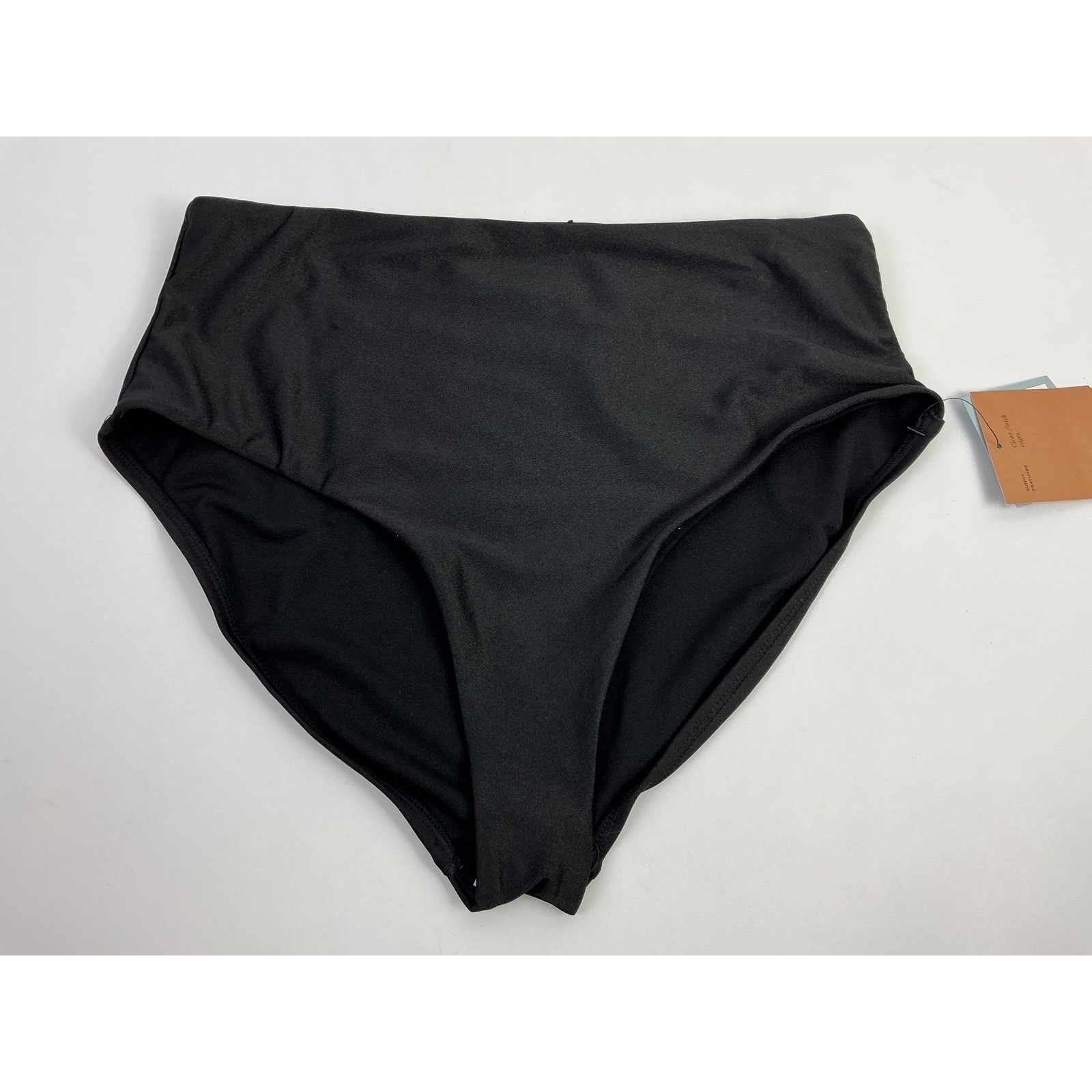 Shade & Shore Black High Waist Full Seat Coverage Swimsuit Bikini Bottom Size M