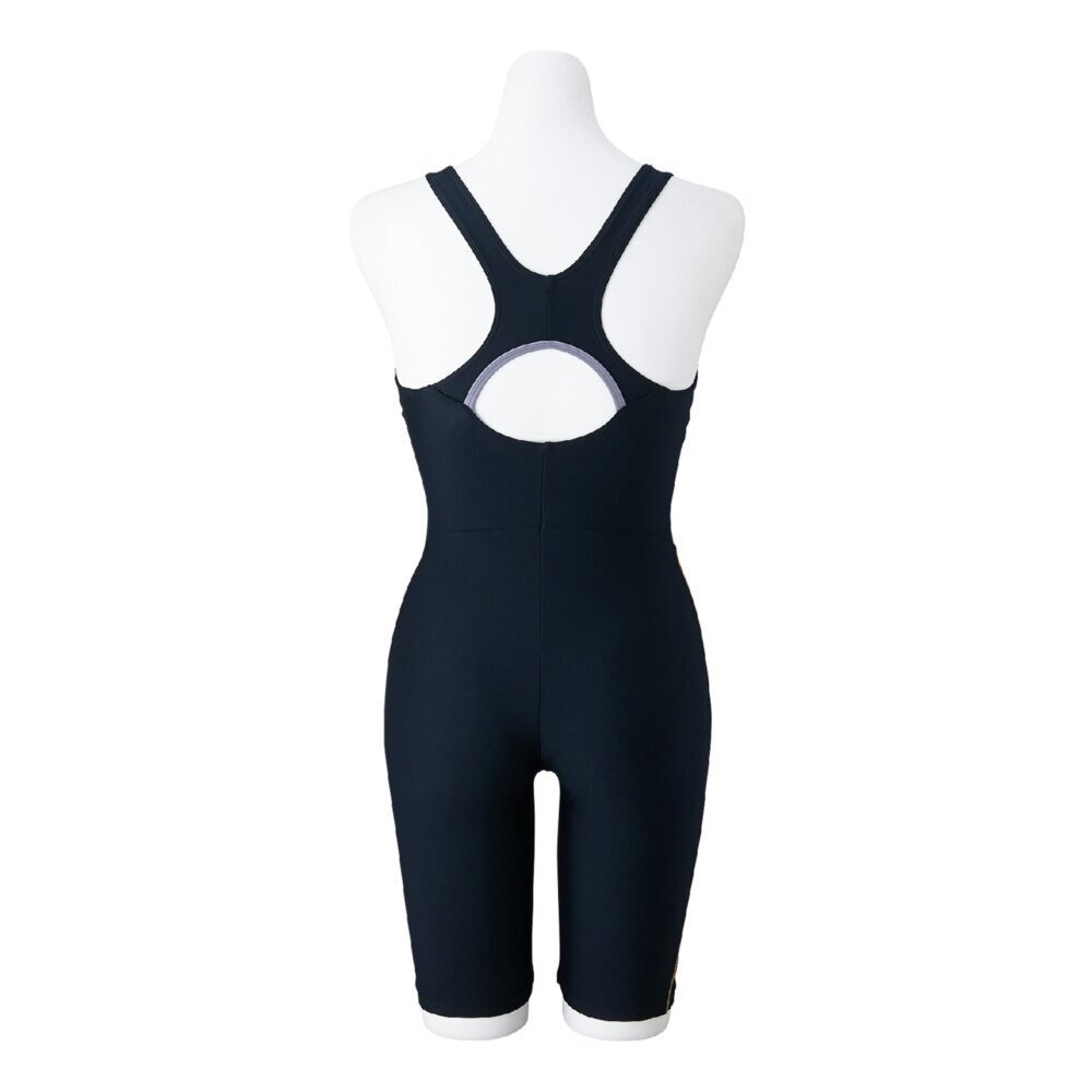 Mizuno Women’s Swim Fitness All-in-One Swimsuit Back Strap Stroke ONE Black/Gold