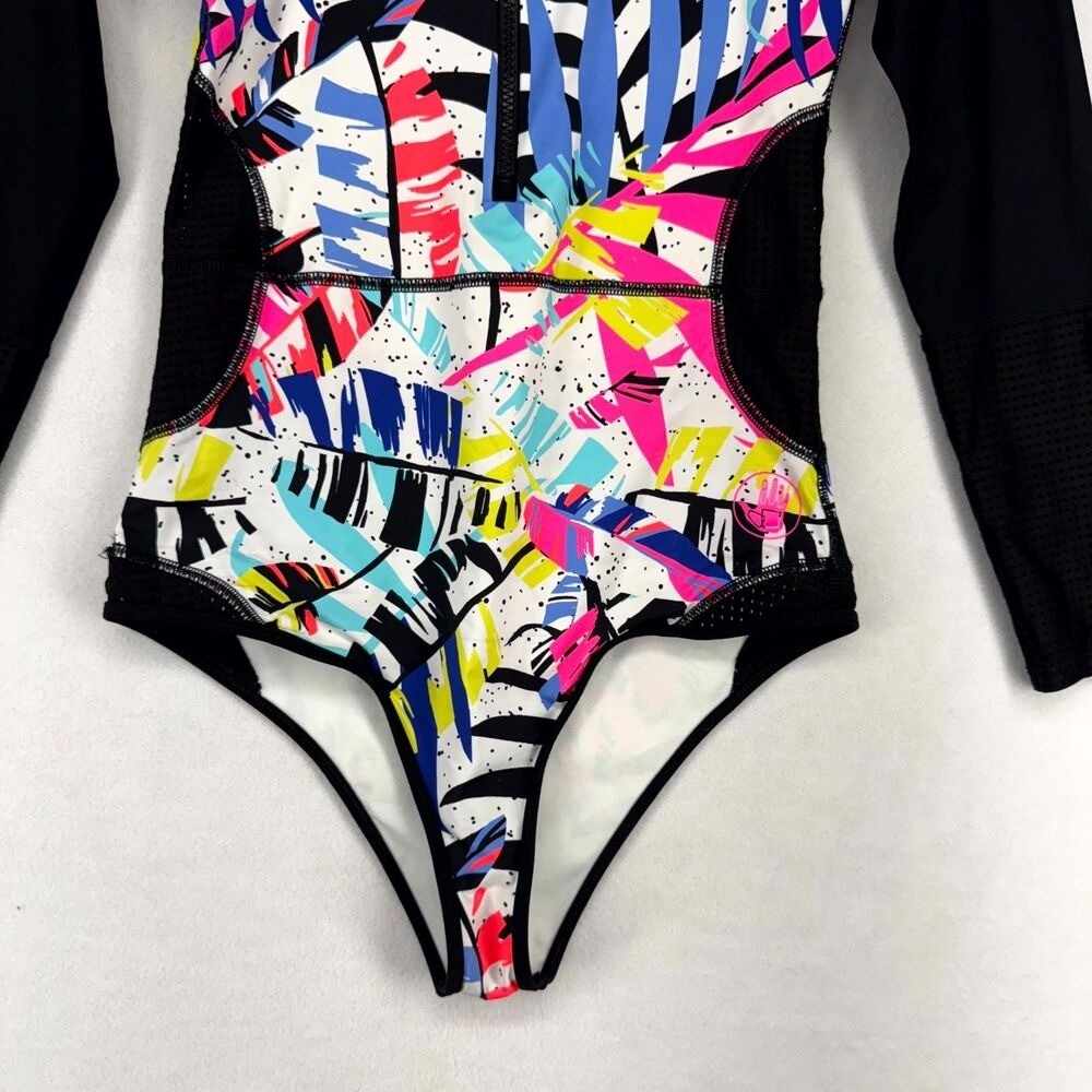 Bathing Suit Wetsuit Colorful Neon Pink Yellow Blue Womens Size S