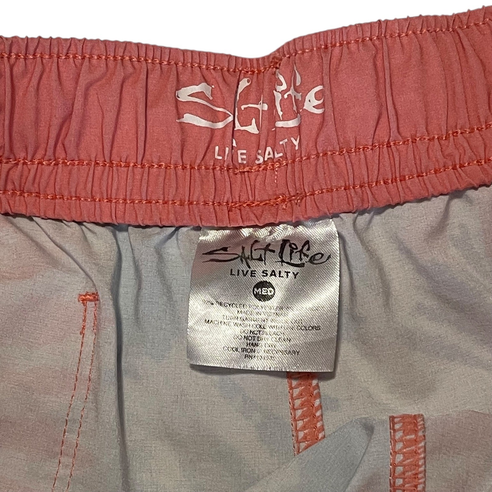 Salt Life Floral Board Shorts Swim Trunks Coral Blue Medium Elastic Waist