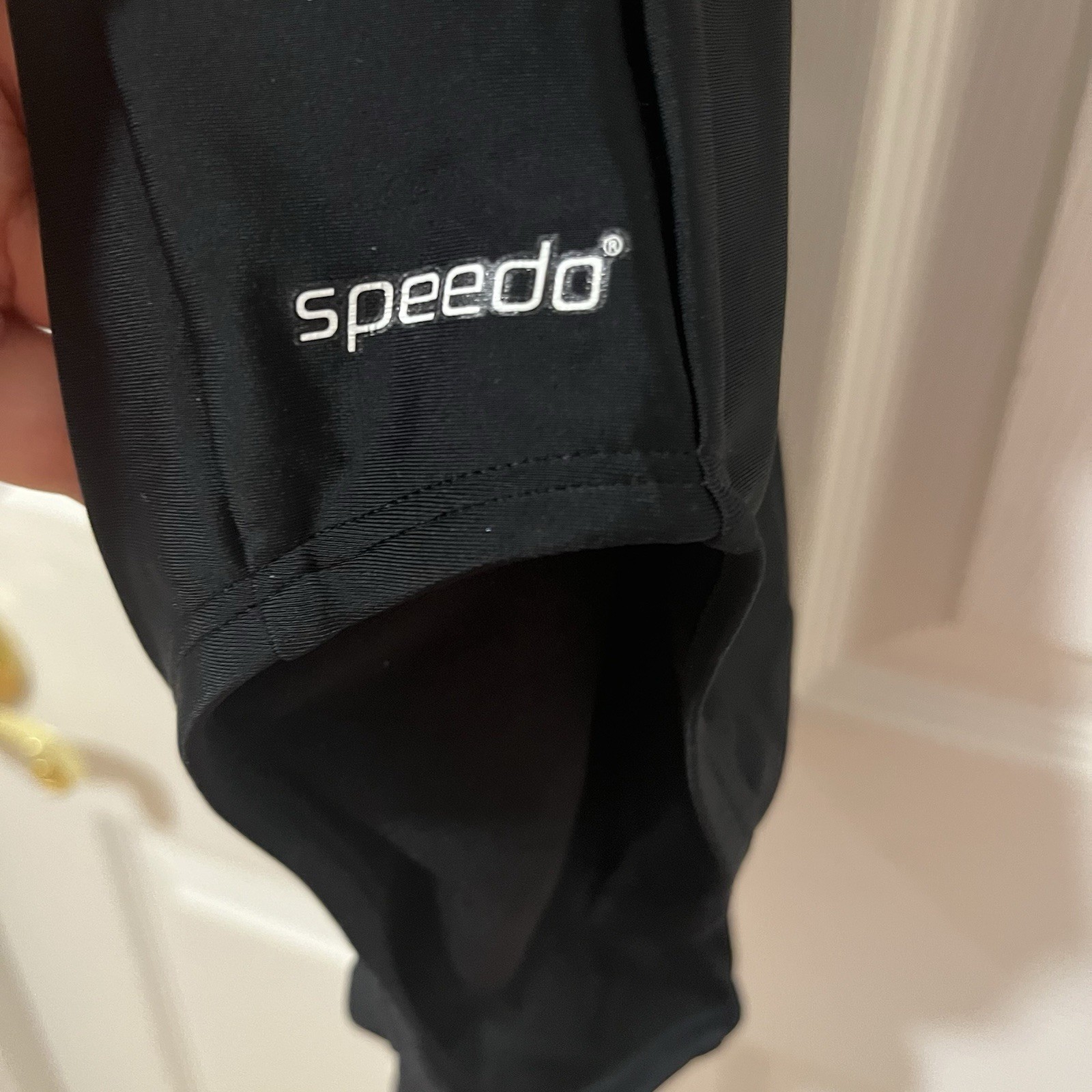 Speedo Mind Over Power Flyback One Piece Swimsuit Black Red Racing Stripe Sz 10