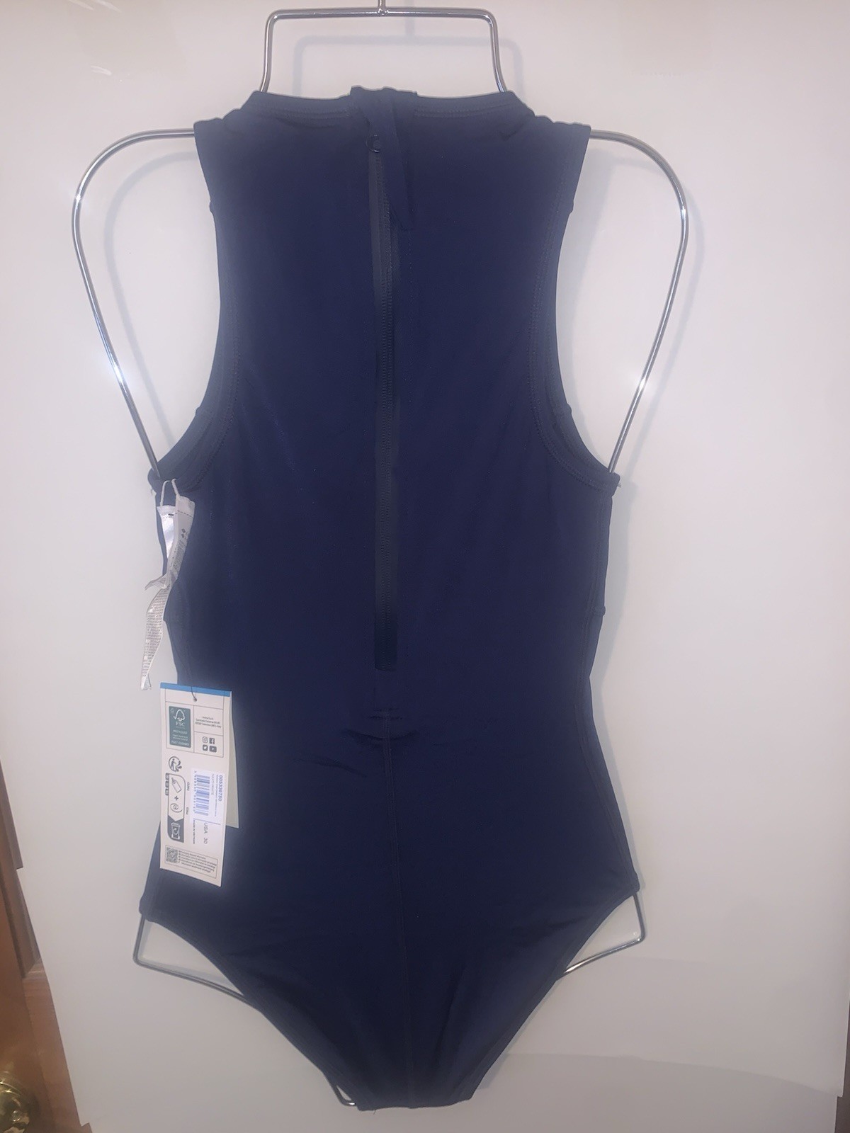 Arena Solid Water Polo One Piece Swimsuit Black Polyester Womens 36 NWT Navy