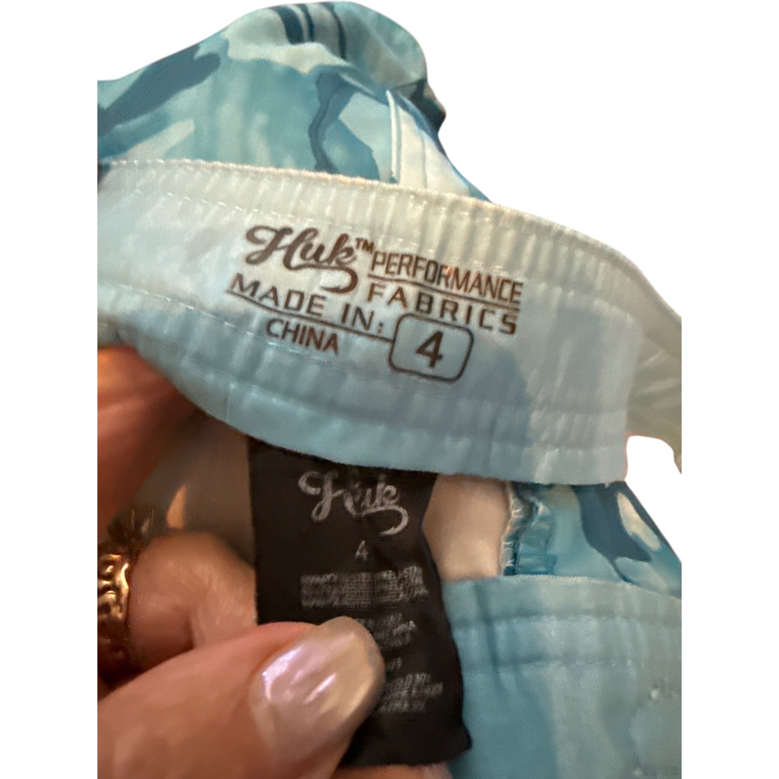 Huk Sz 4 Performance Fishing Camo Board Shorts Swim Trunks Blue Women