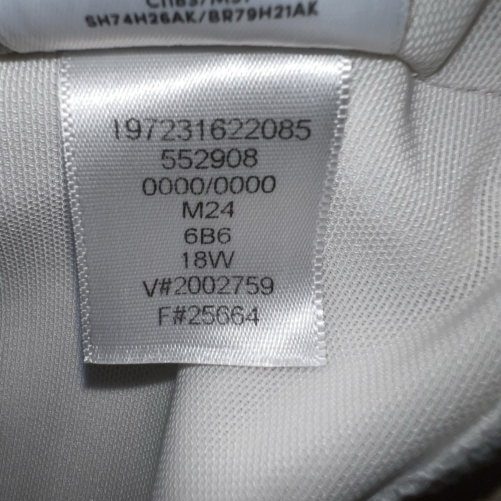Lands’ End 18W Bikini Swim Top White Underwire Bra Lined Ruched Plus Size