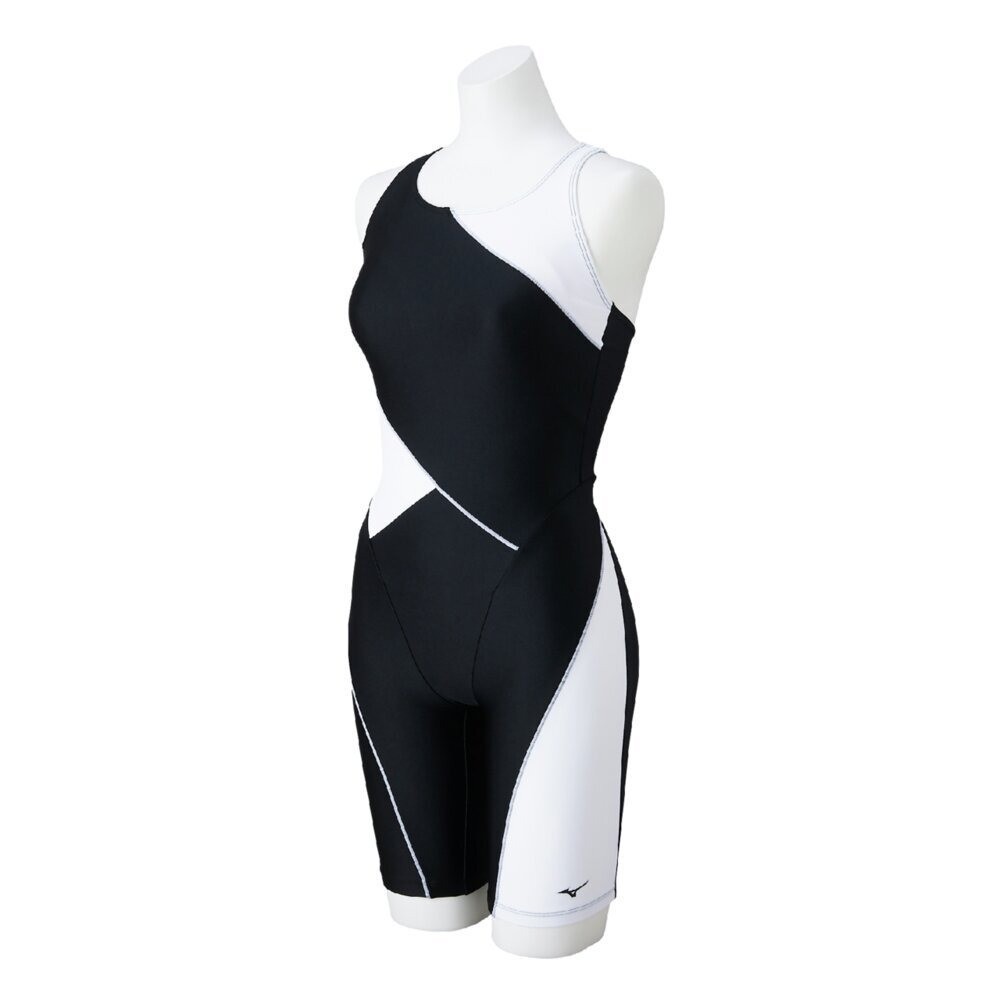 Mizuno Women’s Swim Fitness All-in-One Swimsuit Two-Tone Design Black/White 2025