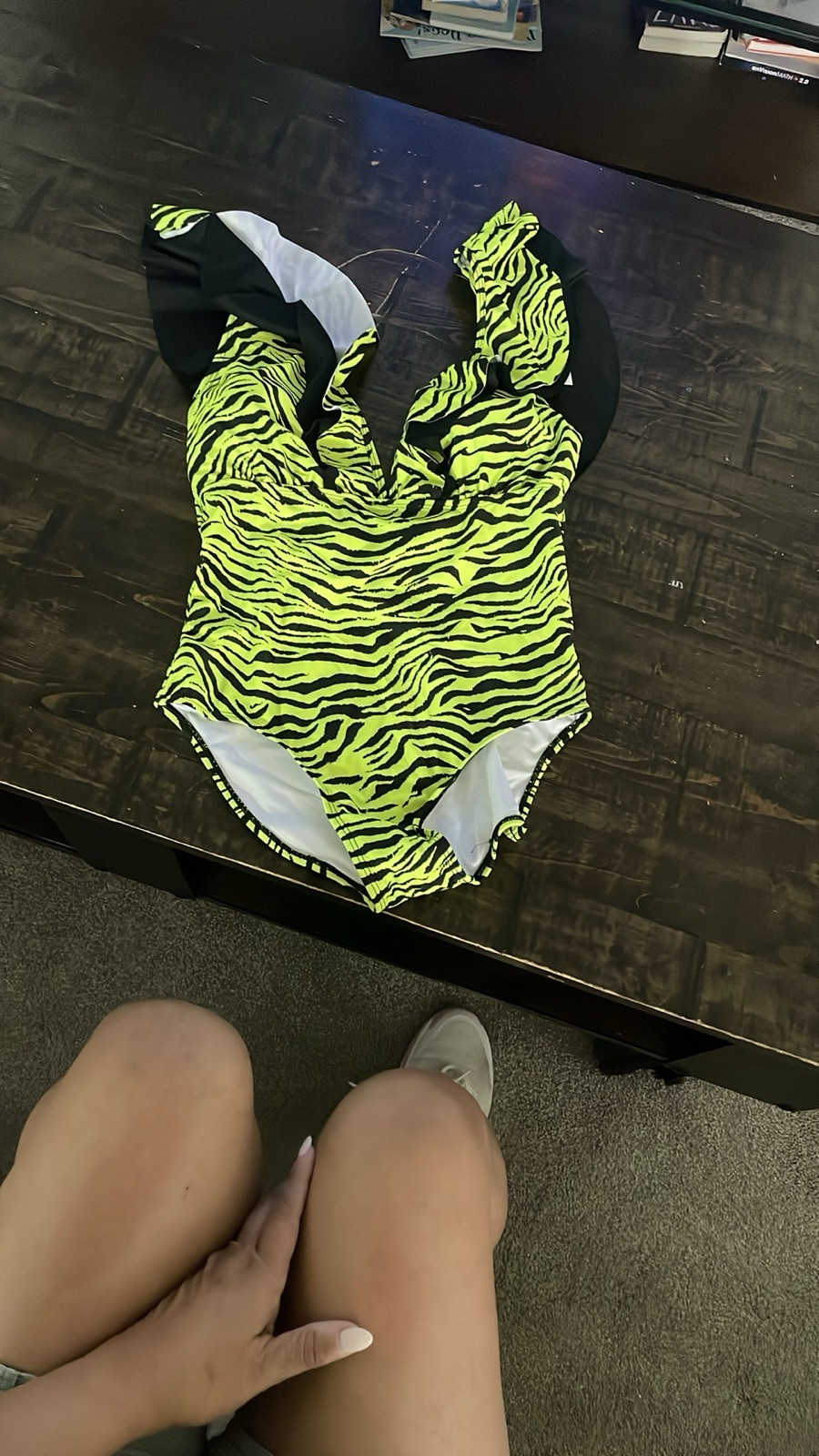New Marina West Zebra Print Neon Green And Black