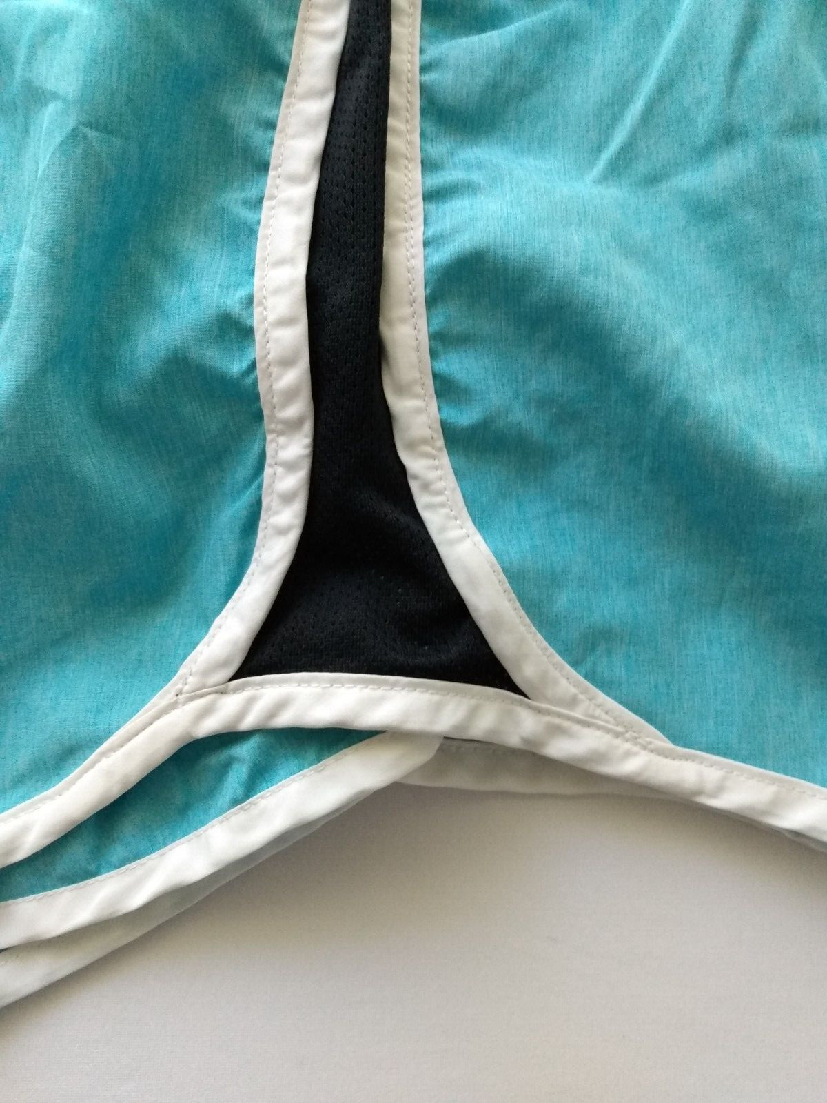 Raya Sun Shorts Women’s Large Track Run Swim Lined Side Stripe Aqua Black