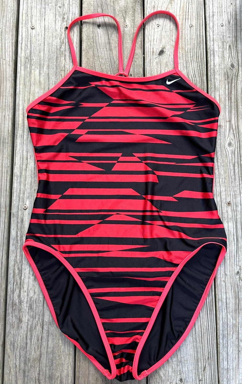 Ladies Swimsuit SPEEDO 1 Pc Tank Red + Black Print See Measurements
