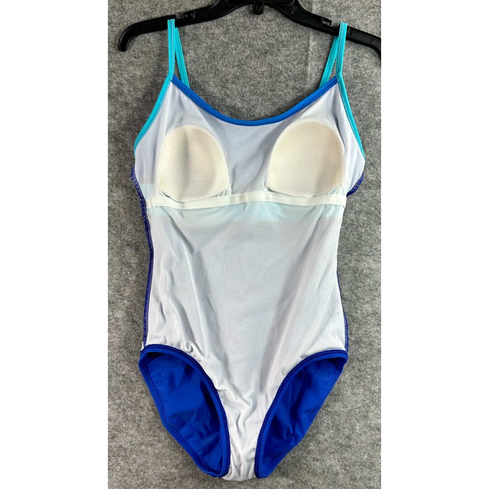 Speedo Women’s 1 Pc Blue Stripe High Leg Swimsuit sz 10 (16240)
