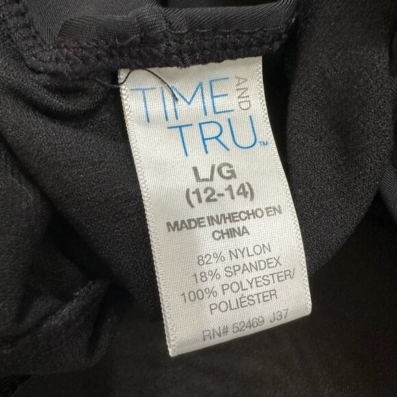 Time and True Womens Solid Black One Piece Swimsuit Large Pool Workout Beach