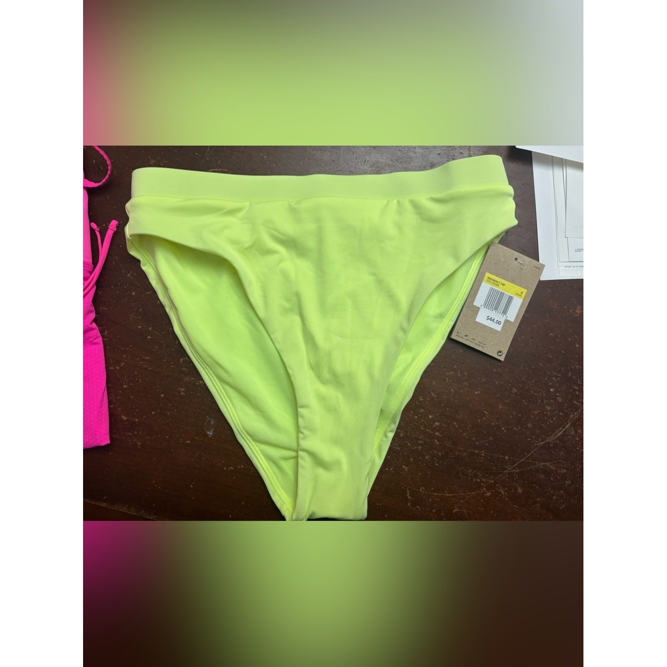 Swim nike neon yellow bikini workout bottom BNWT gym beach surfing resort small