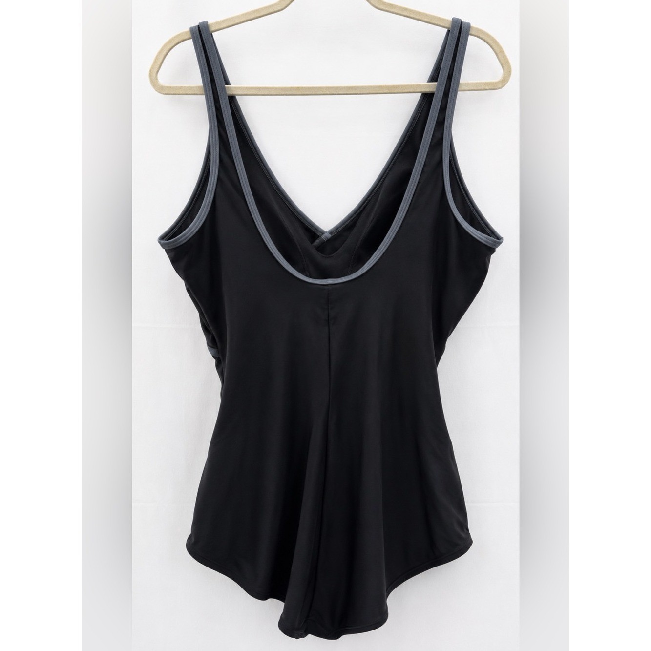 Speedo Black One-Piece Wrap-Front Swimsuit Size 16