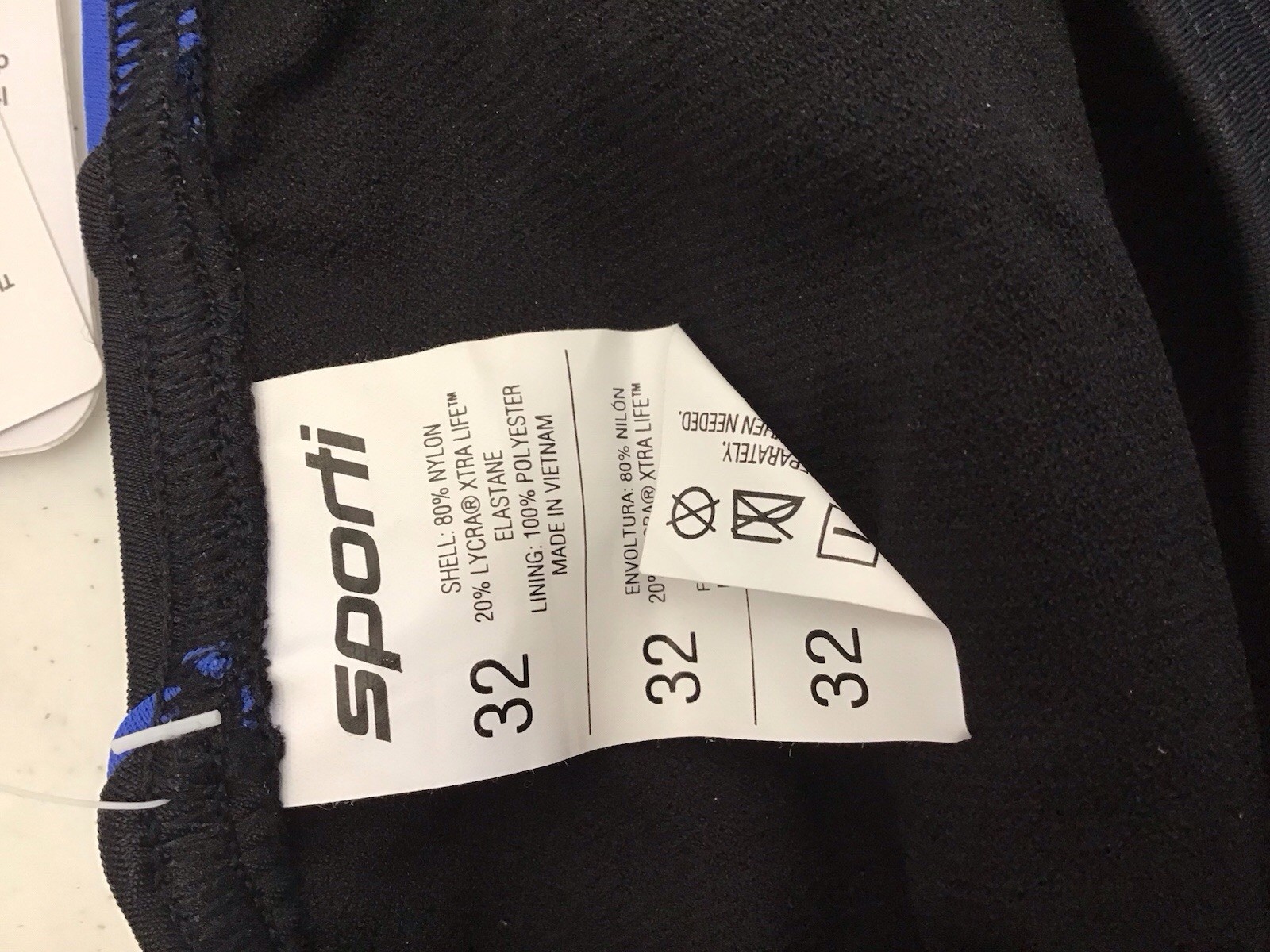 Sporti Solid Piped Wide Strap 1 Pc Swimsuit Black Lycra Xtra Life Sz 32 (C20-23)