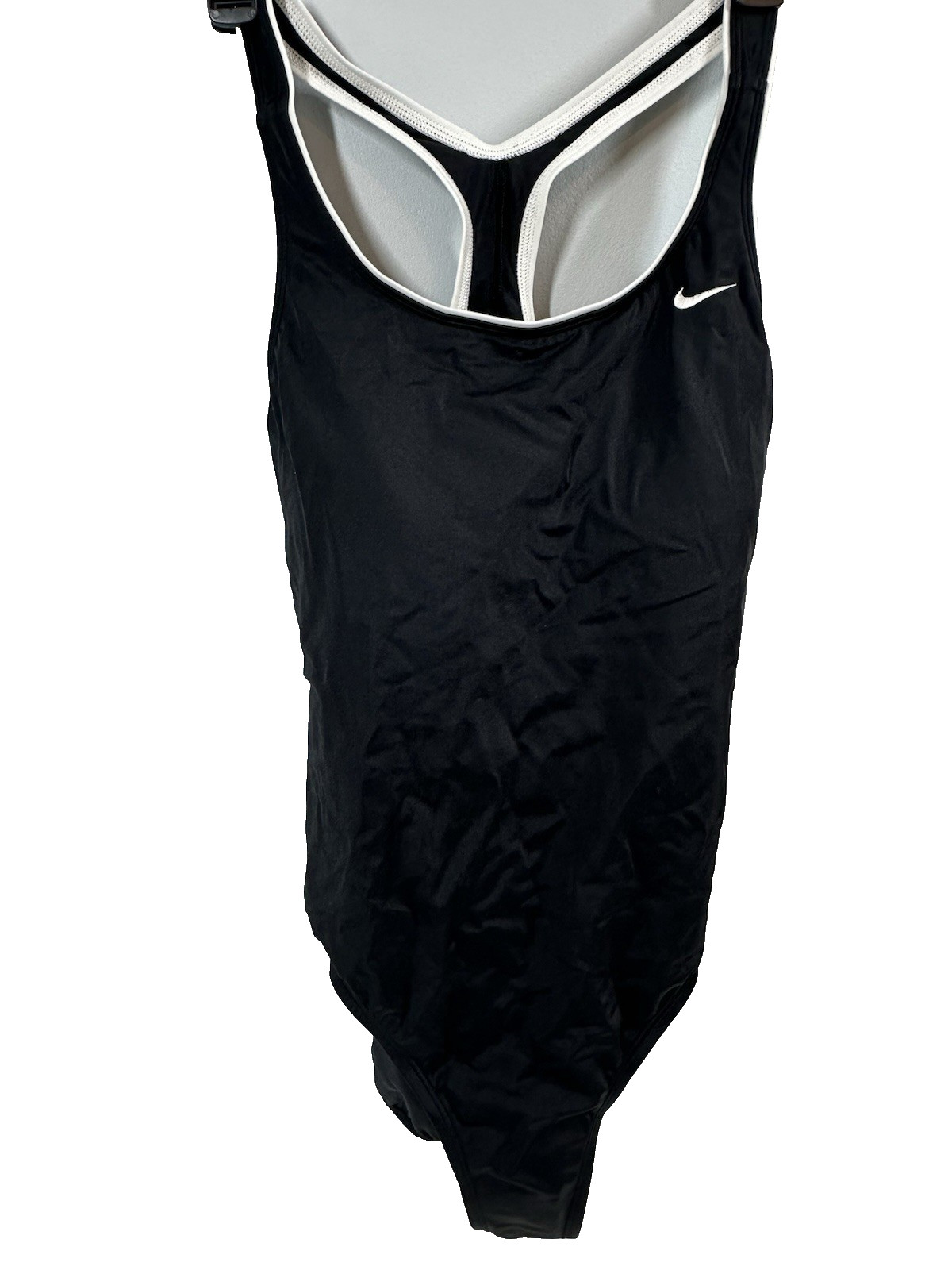 Nike Women’s XL Swimsuit Solid Powerback One Piece Black White Size MSRP $88 070
