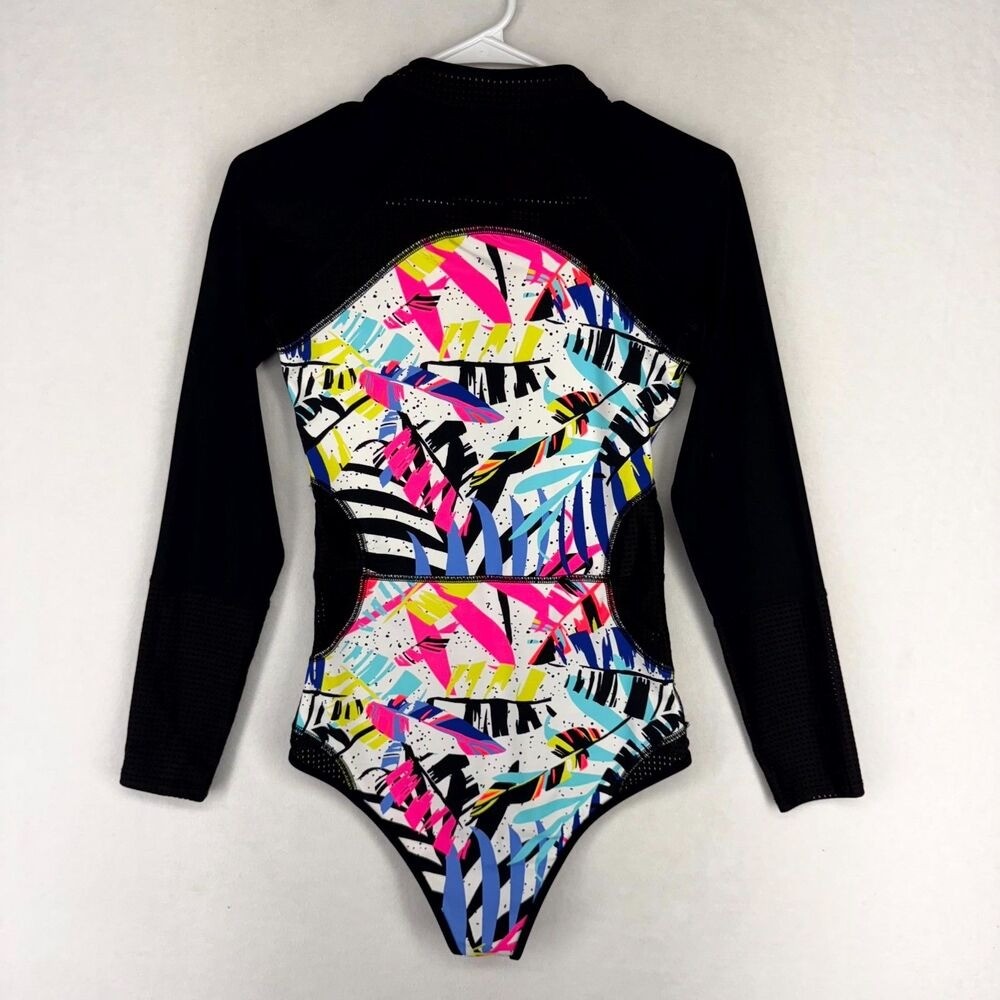 Bathing Suit Wetsuit Colorful Neon Pink Yellow Blue Womens Size S