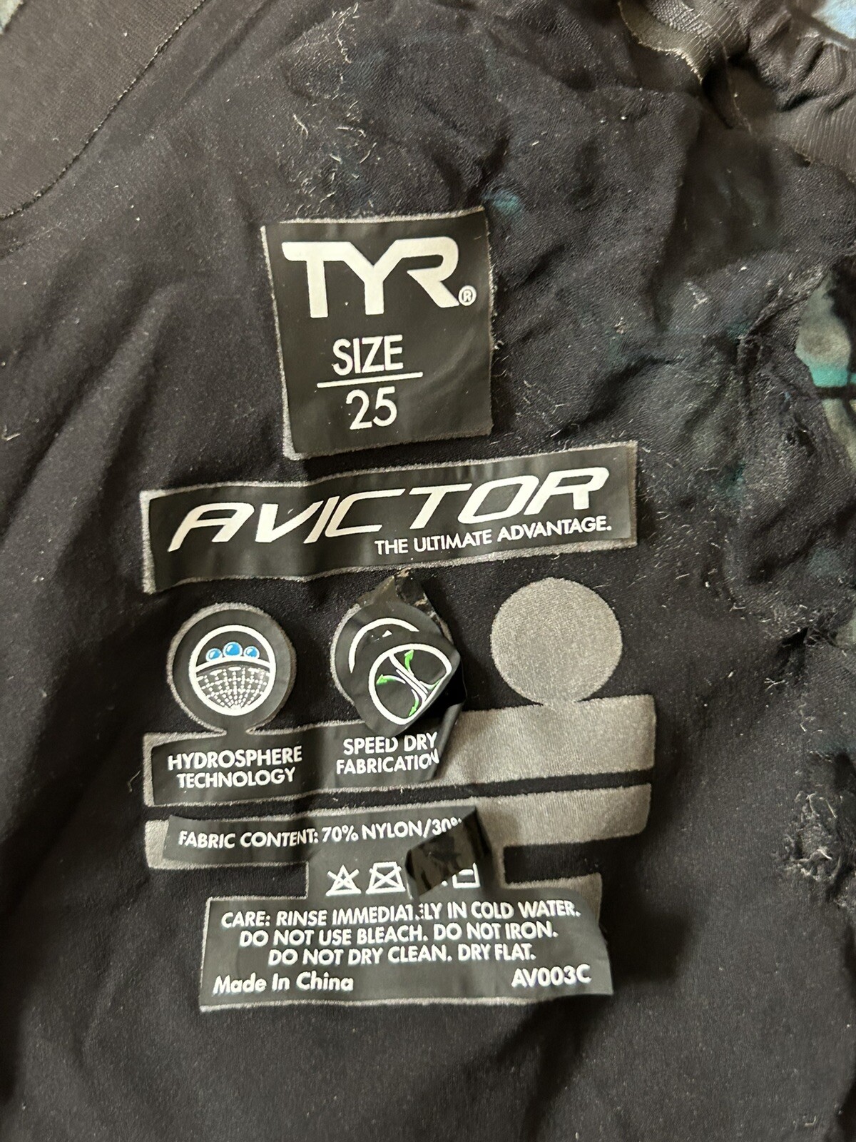 TYR Avictor Tech Suit Swim Suit Womens 25 Black Blue Knee Skin Open Back FLAW